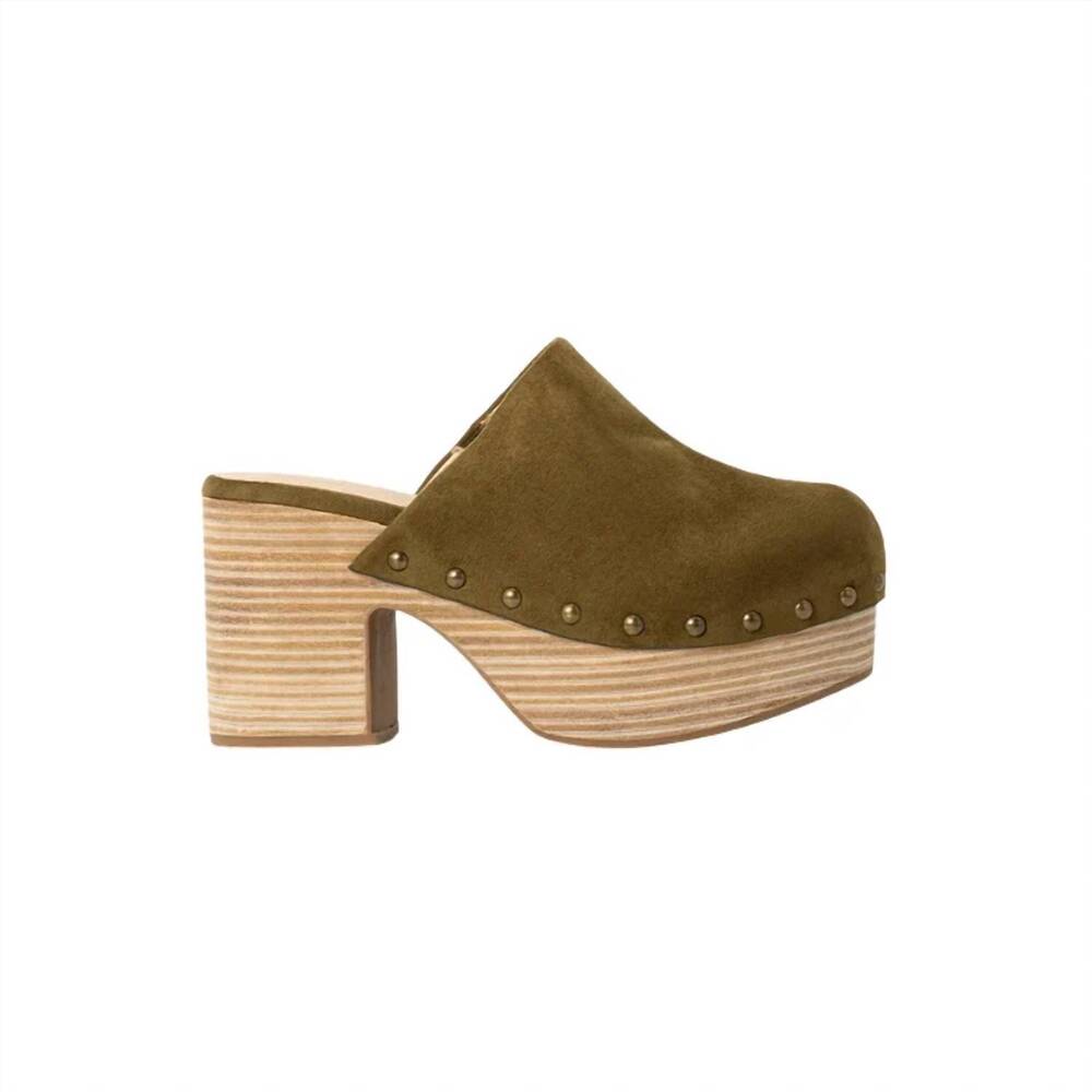 NEW SHU SHOP women's gigi suede platform clog in olive
